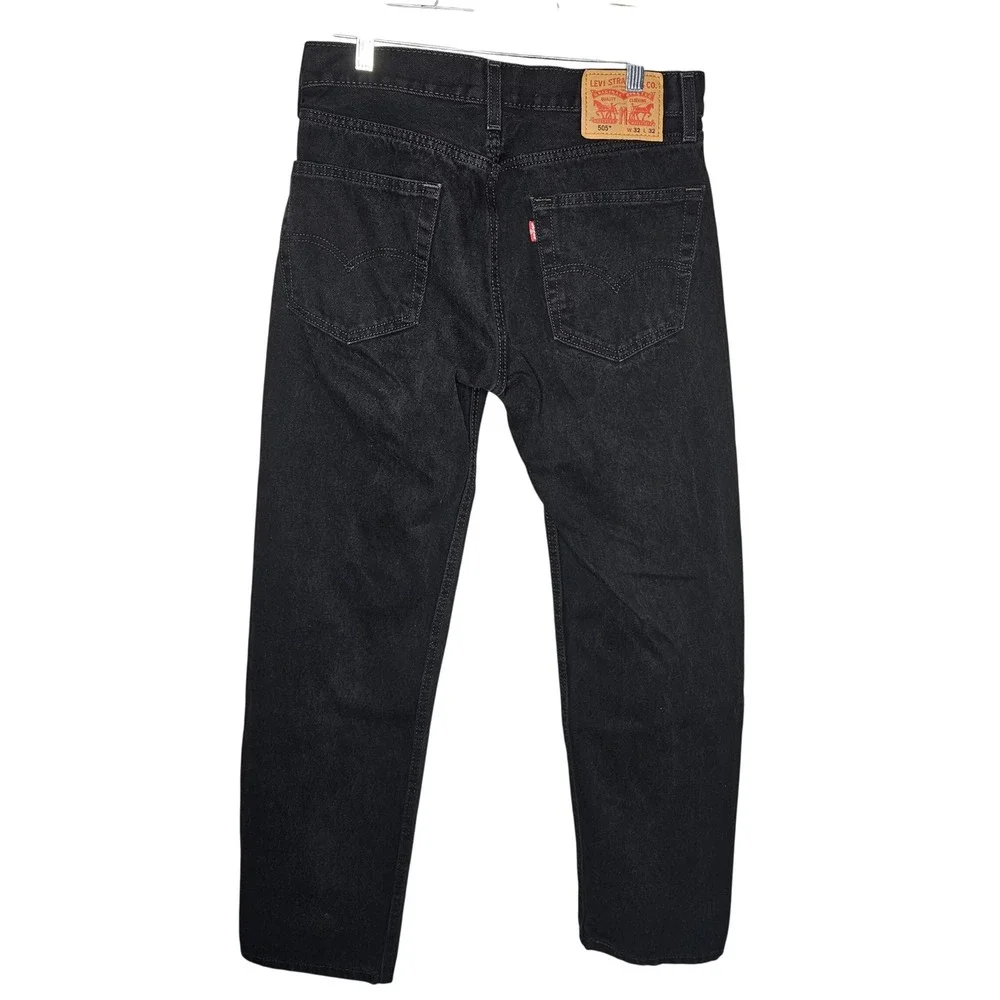 Levi's 505 Black Jeans Straight Leg 100% Cotton‎ Classic Fit Denim 30 32 L32